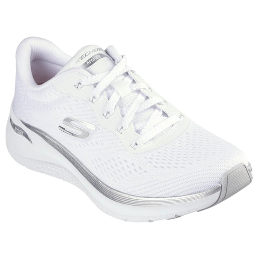 Womens Skechers Arch Fit 2.0 - Glow The Distance Shoes White/Silver