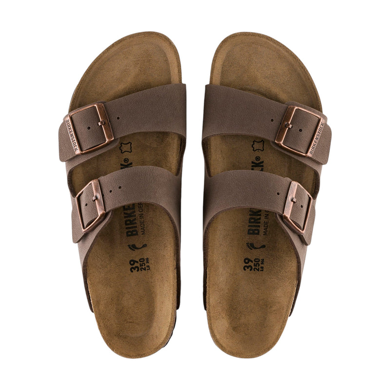 Unisex Birkenstock Arizona Birko-Flor Birkibuc Narrow Mocha Slip On Sandals