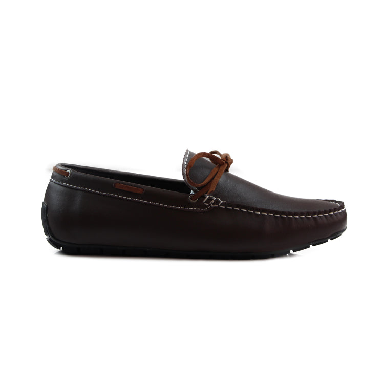 Zasel Anchor Boat Shoes Dark Brown Leather Mens Casual Slip On Deck Grip Loafers