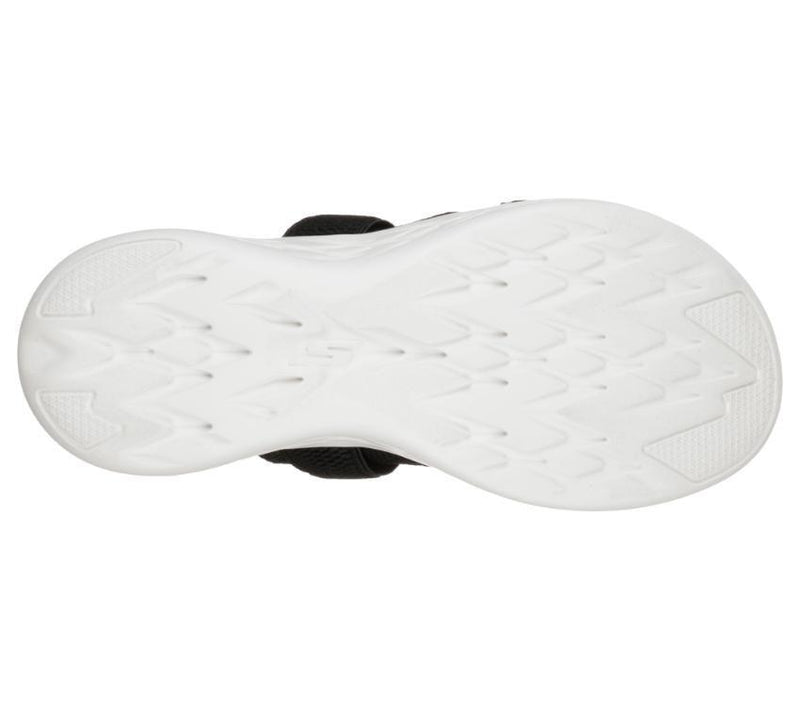 Womens Skechers On-The-Go 600 - Flawless Black/White Slip Ons Slides Sandals