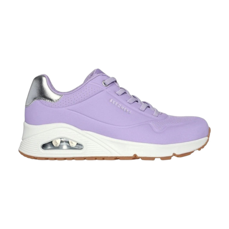 Womens Skechers Uno - Shimmer Away Lilac Lace Up Sneaker Shoes