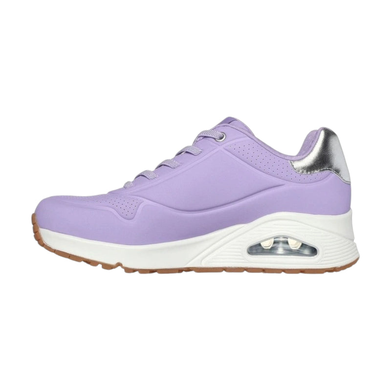 Womens Skechers Uno - Shimmer Away Lilac Lace Up Sneaker Shoes