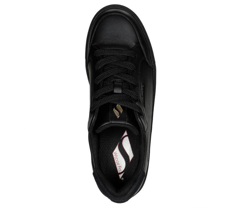 Womens Skechers Side Street Black/Black Lace Up Sneaker Shoes