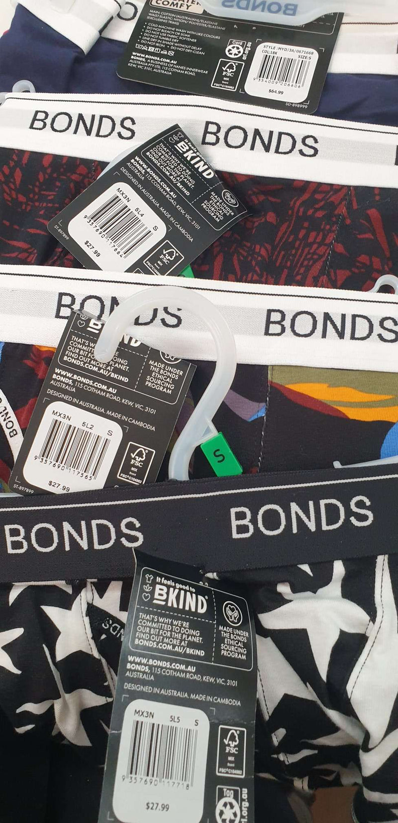 6 x Bonds Mens Guyfront Trunk Assorted Cotton Underwear Trunks