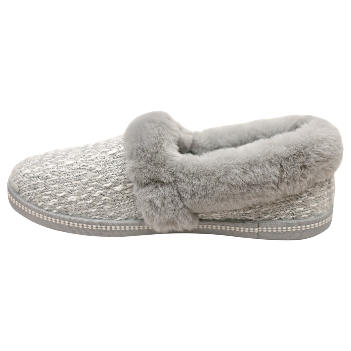 Womens Skechers Cozy Campfire Grey/ Silver Slippers