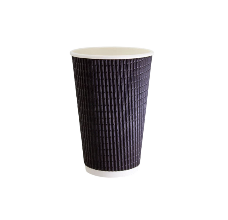 200 X 16Oz Charcoal Triple Wall Corrugated Hot Coffee Cups 475Ml