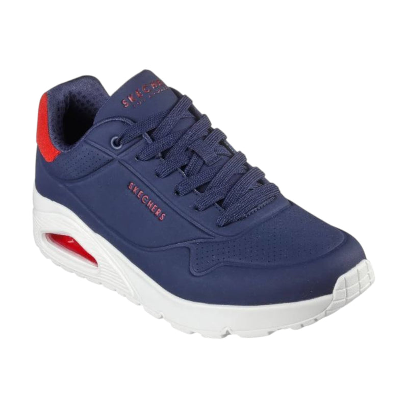 Mens Skechers Uno - Suited On Air Navy/ Red Sneaker Shoes