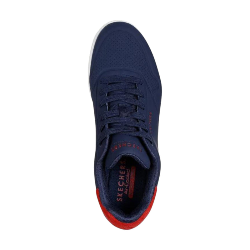 Mens Skechers Uno - Suited On Air Navy/ Red Sneaker Shoes