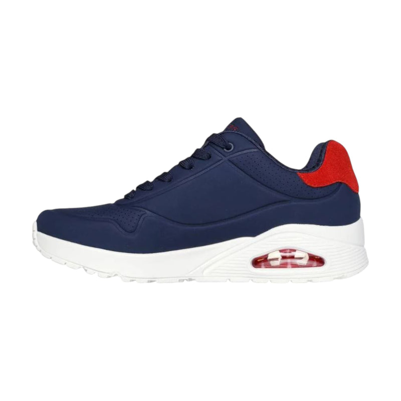 Mens Skechers Uno - Suited On Air Navy/ Red Sneaker Shoes