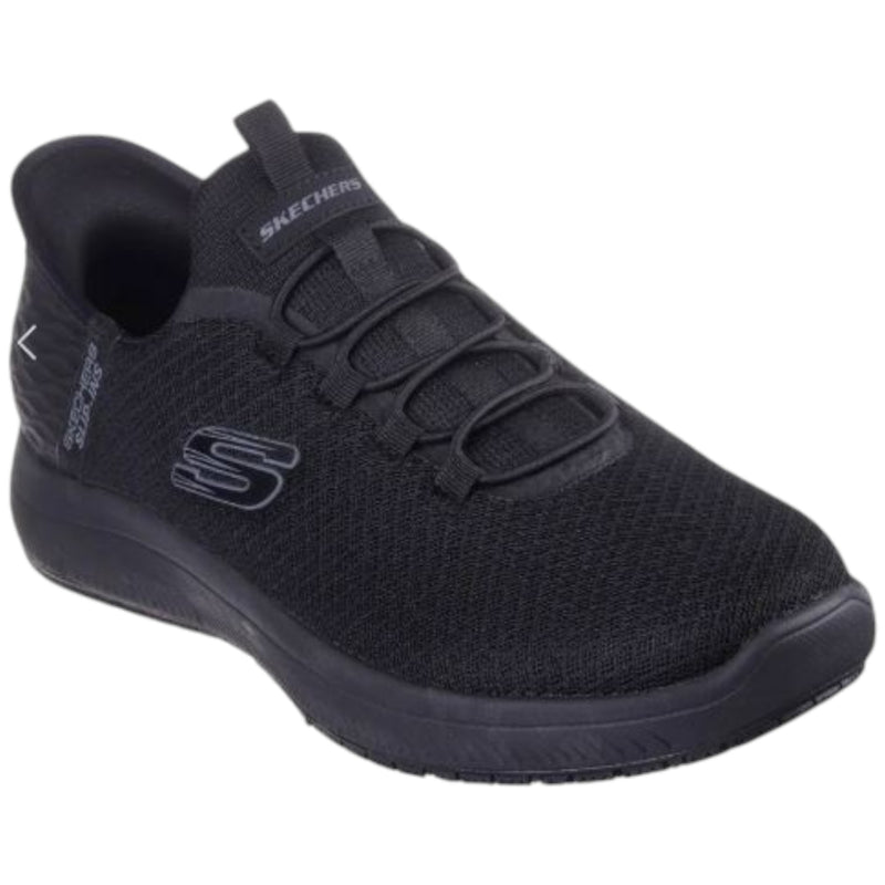 Mens Skechers Slip-Ins Work Summits - Colsin Black/ Black Slip On Sneaker Shoes