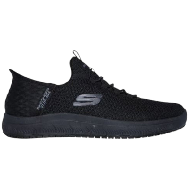 Mens Skechers Slip-Ins Work Summits - Colsin Black/ Black Slip On Sneaker Shoes