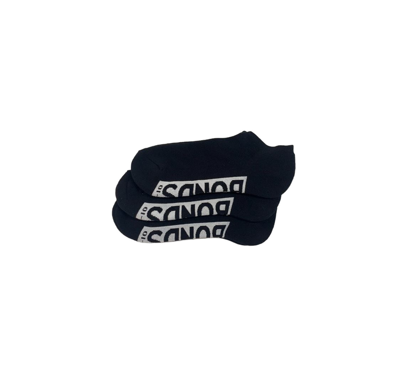 3 x Bonds Mens Logo Comfy Cushioned Low Cut Black Socks