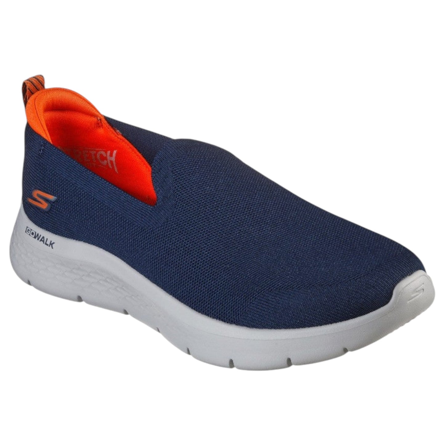 Mens Skechers GO Walk Flex - Rightful Shoes Navy/Orange