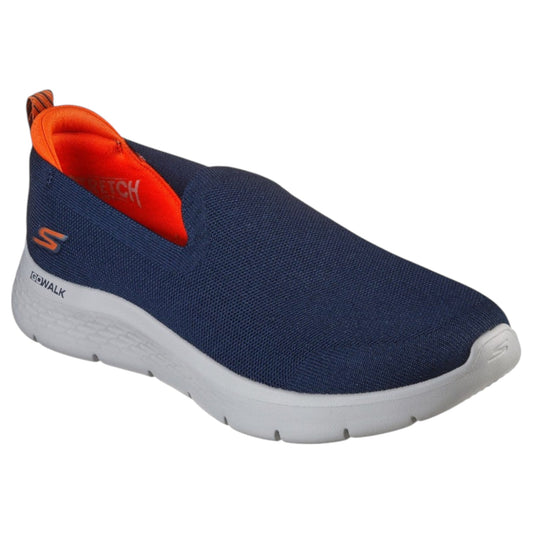 Mens Skechers GO Walk Flex - Rightful Shoes Navy/Orange