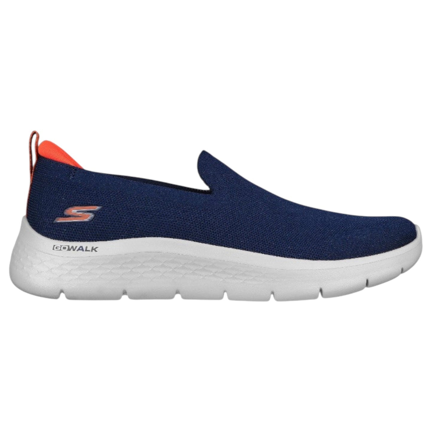 Mens Skechers GO Walk Flex - Rightful Shoes Navy/Orange