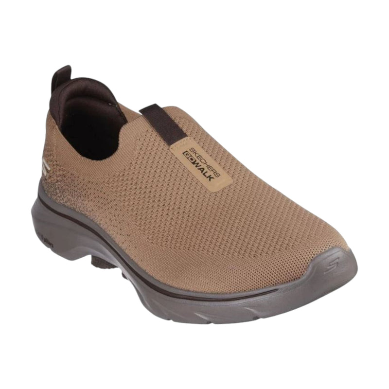 Mens Skechers Go Walk 7 Brown Slip On Sneaker Shoes