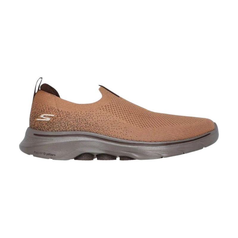 Mens Skechers Go Walk 7 Brown Slip On Sneaker Shoes