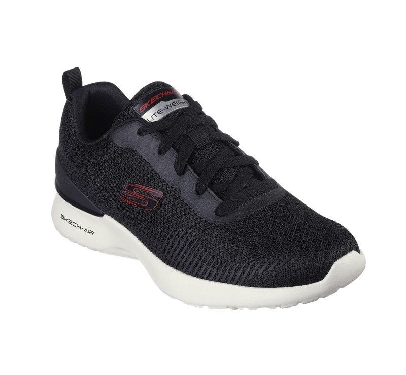 Mens Skechers Skech-Air Dynamight - Bliton Black/Red Sneaker Shoes