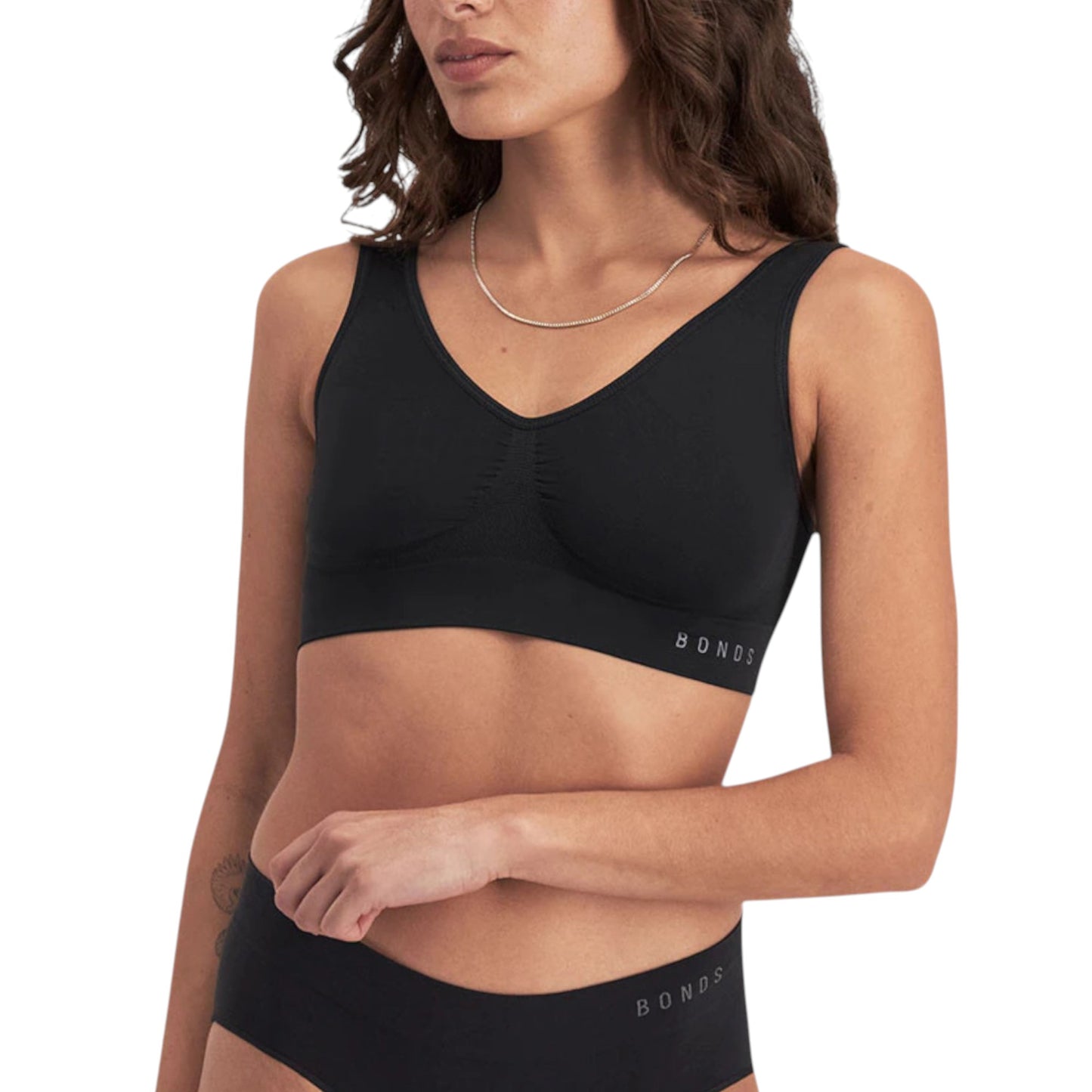 2 Pack X Bonds Womens Comfy Seamless Crop Black/Nude Bra