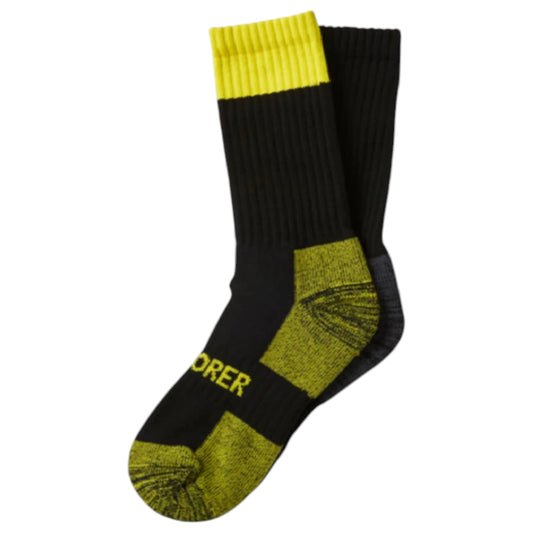 2 Pack Mens Explorer Original Tough Work Crew Socks Yellow/Black