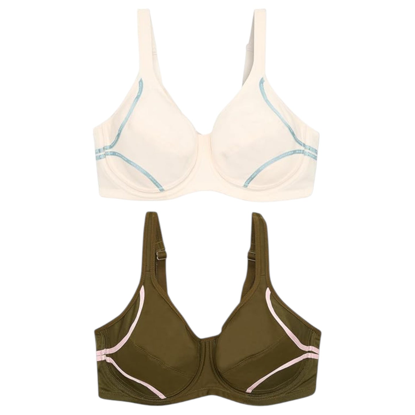 2 Pack Womens Berlei Electrify Underwire Bra White/Khaki