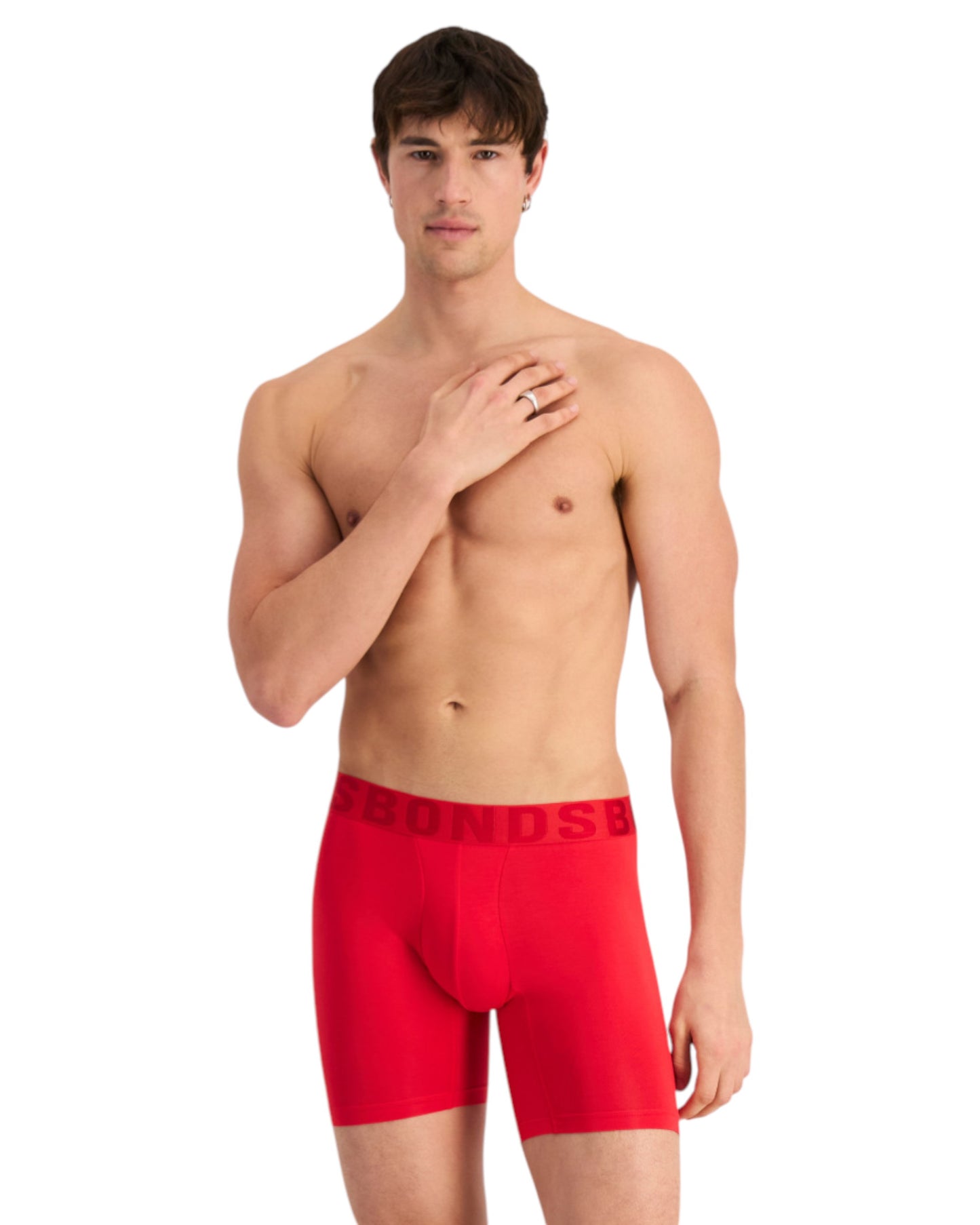 6 Pack Mens Bonds Chafe Off Trunks Underwear Red/Charcoal