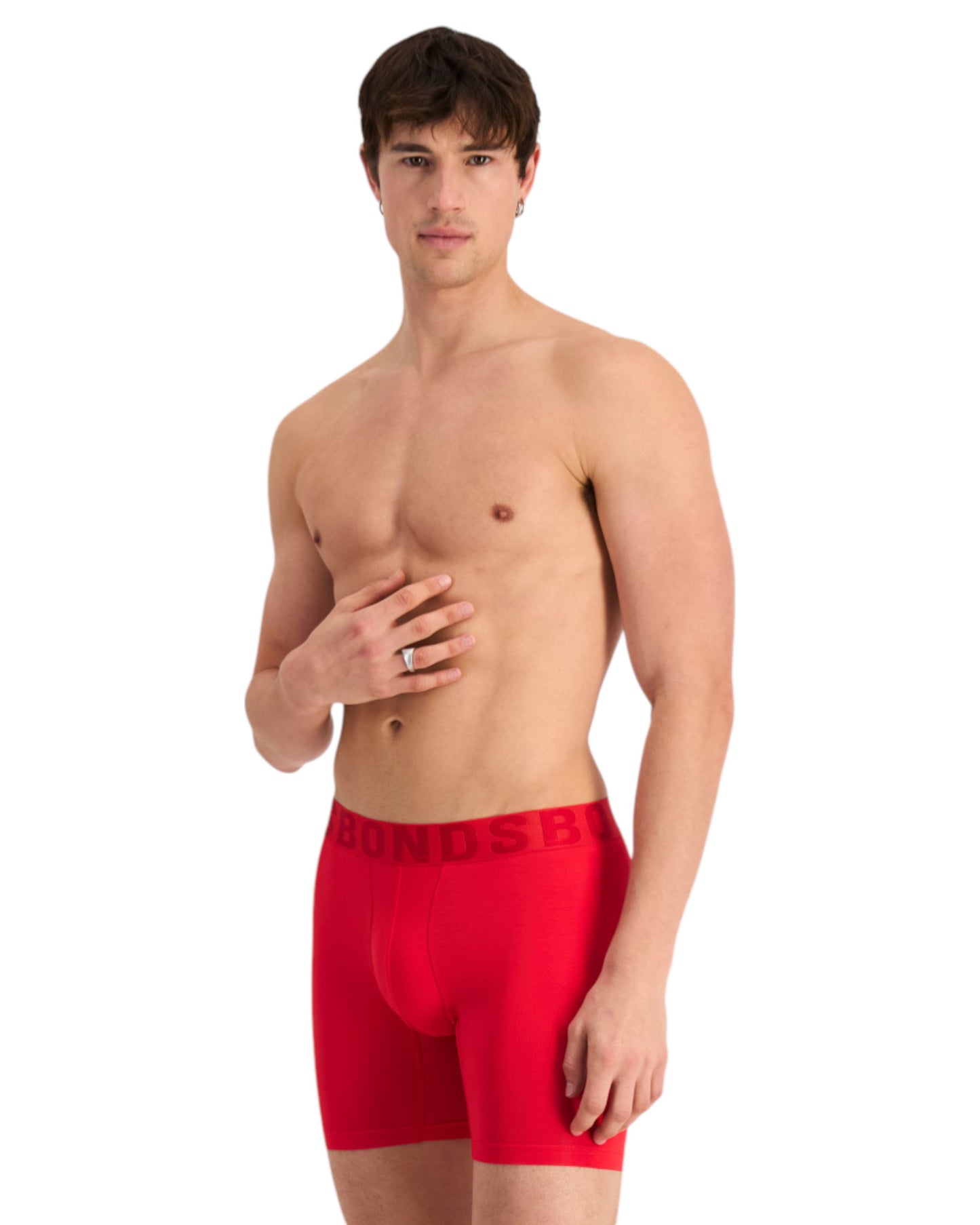 6 Pack Mens Bonds Chafe Off Trunks Underwear Red/Charcoal