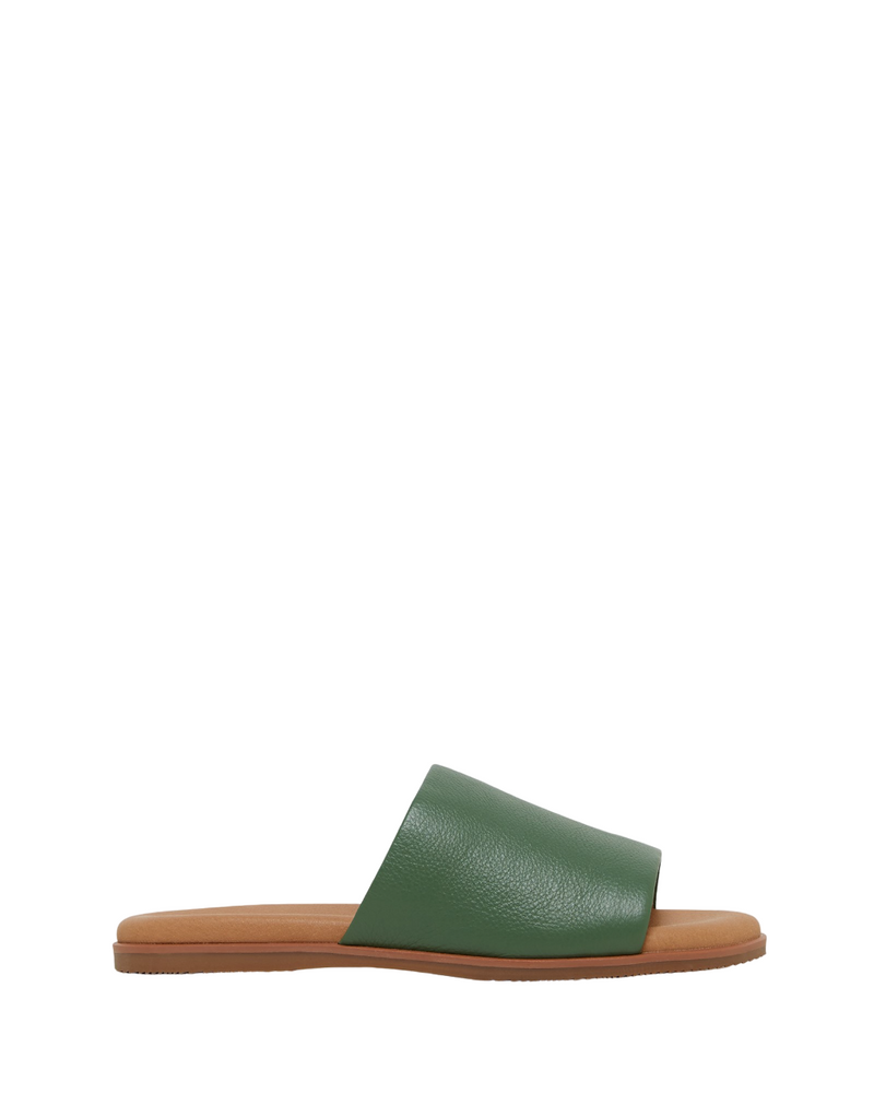 Hush Puppies Womens Paradise Slip On Leather Slides Basil Green Sandals