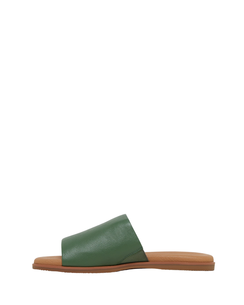 Hush Puppies Womens Paradise Slip On Leather Slides Basil Green Sandals