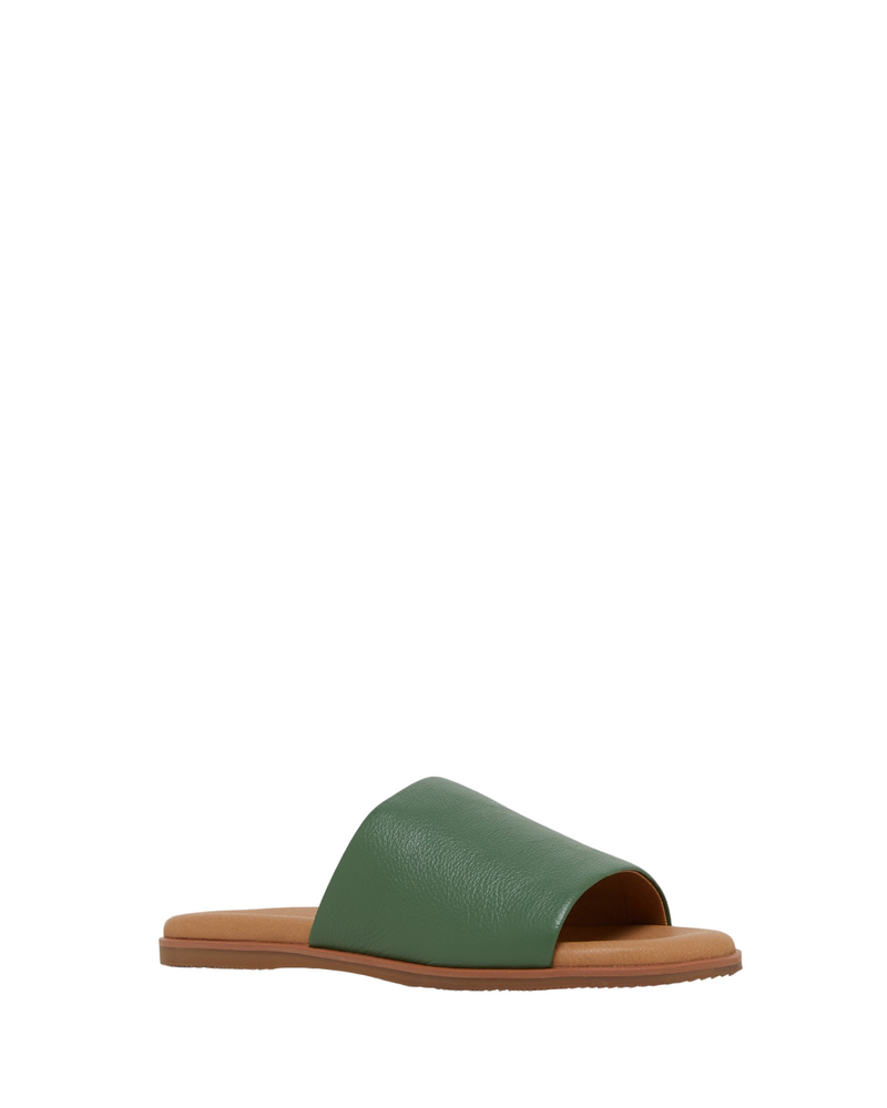 Hush Puppies Womens Paradise Slip On Leather Slides Basil Green Sandals