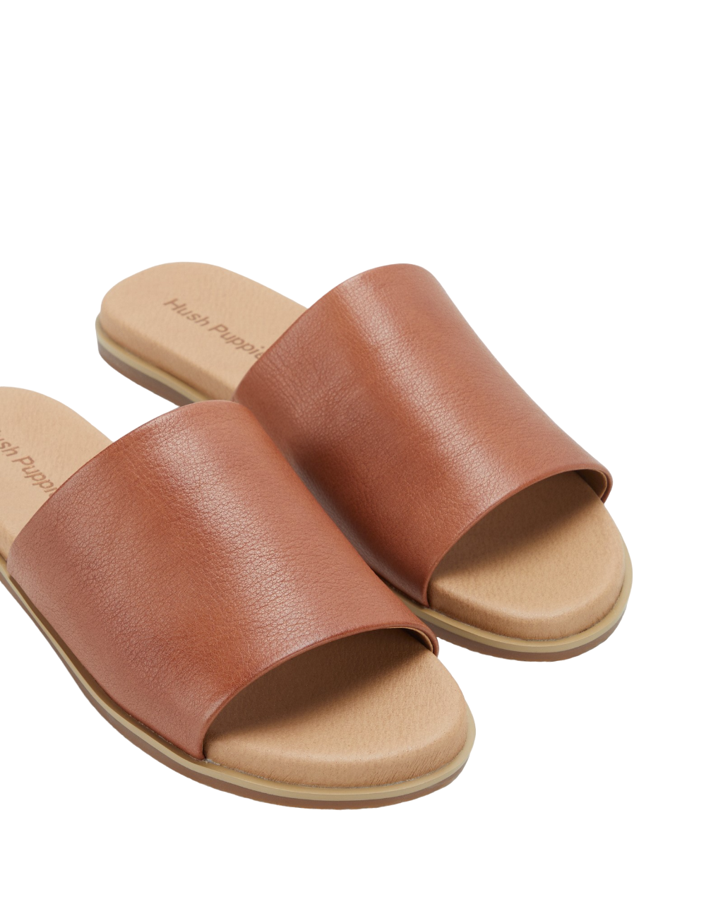 Womens Hush Puppies Paradise Slides Dark Tan