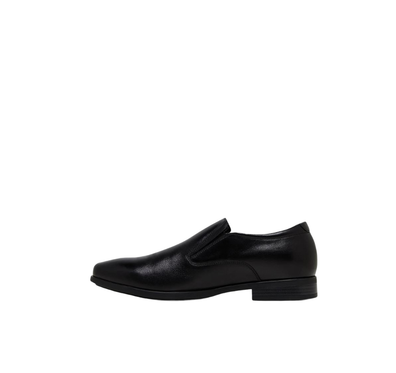 Mens Hush Puppies Nicholson Black Leather Dress Formal Slip On Shoes