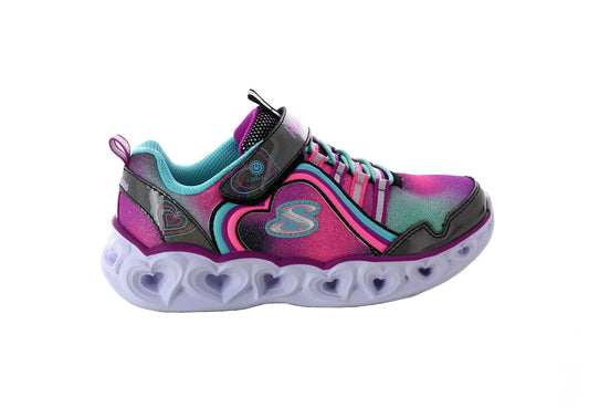 Kids Girls Skechers Heart Lights Rainbow Lux Shoes Black / Multi