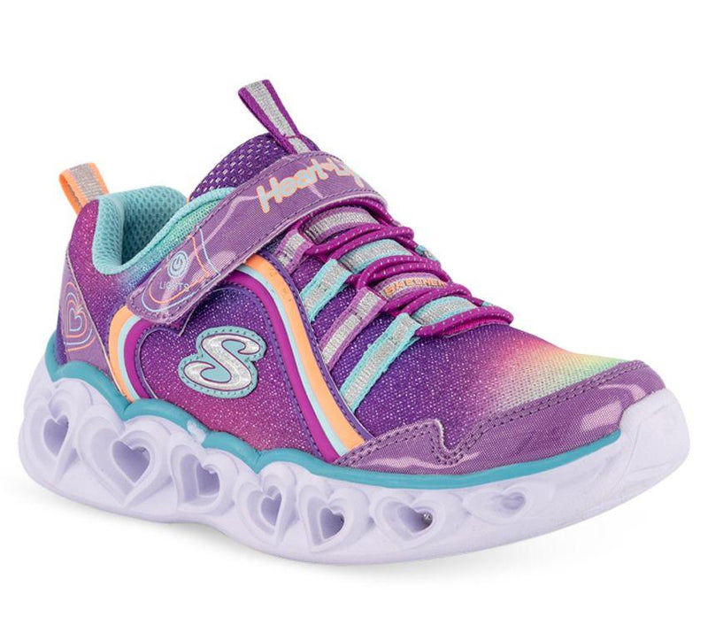 Kids Skechers Heart Lights Rainbow Lux Purple/Multi Girls Light Up Sneakers