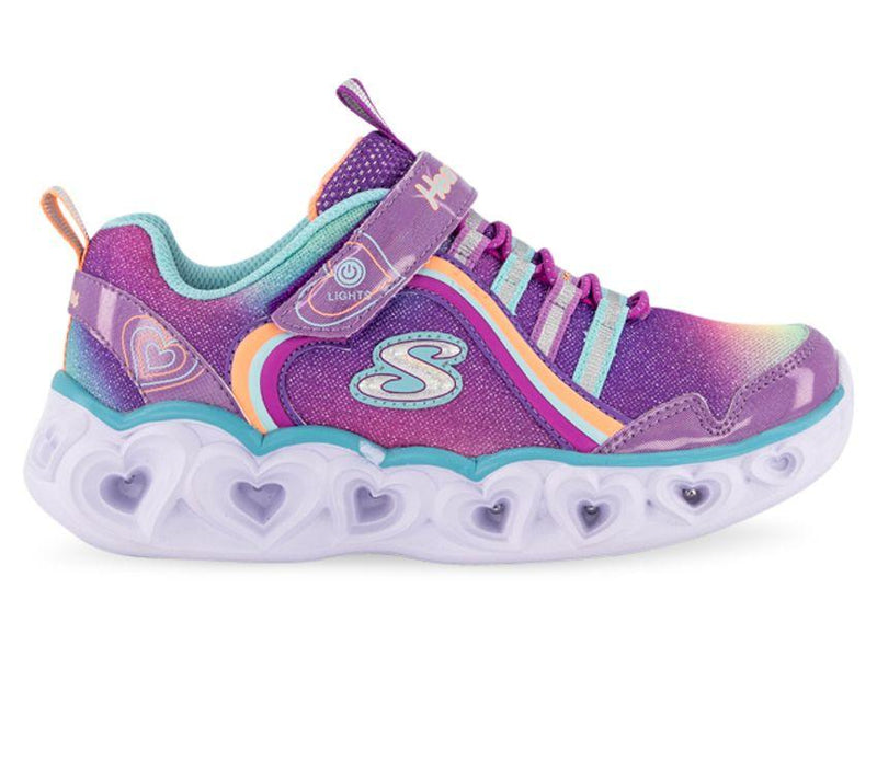 Kids Skechers Heart Lights Rainbow Lux Purple/Multi Girls Light Up Sneakers