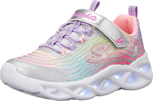 Kids Girls Skechers Twisty Brights - Mystical Bliss Shoes Silver/Multi