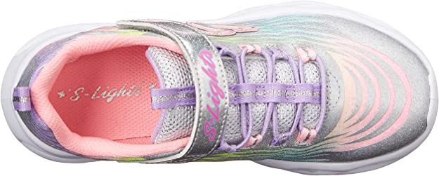 Kids Skechers Twisty Brights - Mystical Bliss Silver/Multi Comfy Running Shoe