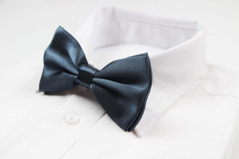 Mens Gunmetal Solid Plain Colour Bow Tie