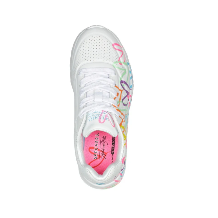 Girls Skechers Uno Lite - Spread The Love White/Neon Multi Kids Sneaker Shoes