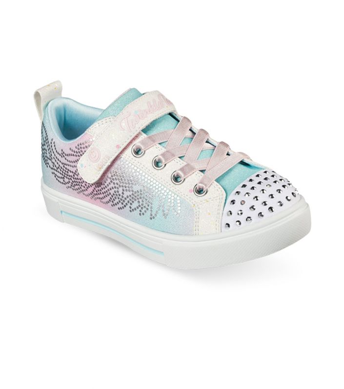 Kids Skechers Twinkle Sparks - Winged Magic White/Multi Girls Light Up Trainers