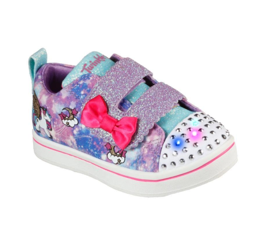 Girls Skechers Sparkle Rayz Unicorn Moondust Purple Infant Light Up Sneakers