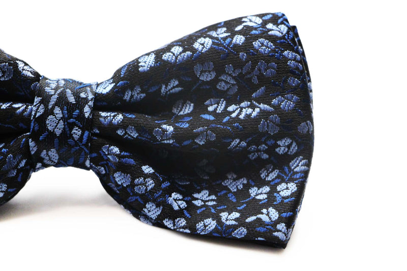 Mens Blue Floral Patterned Bow Tie