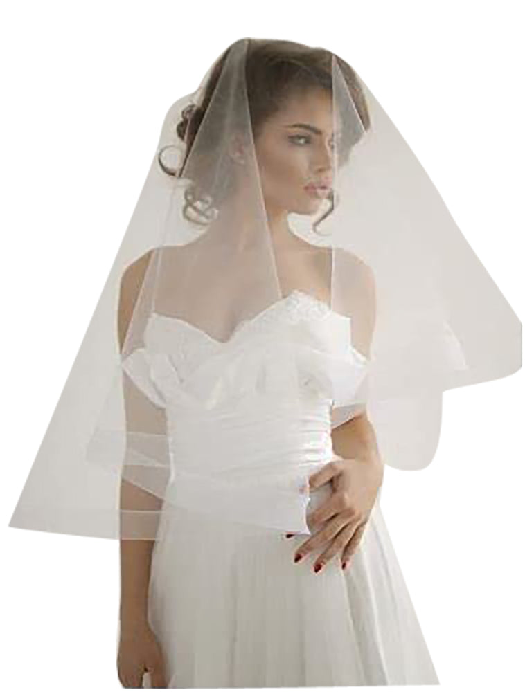 Wedding Veil Bride 2 Layer With Comb & Blusher Drop Bride Church White Ivory