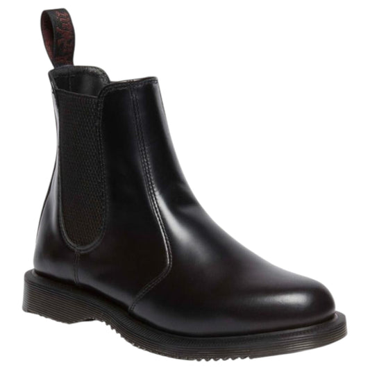 Womens Dr. Martens Flora Chelsea Boots Black Polished Smooth
