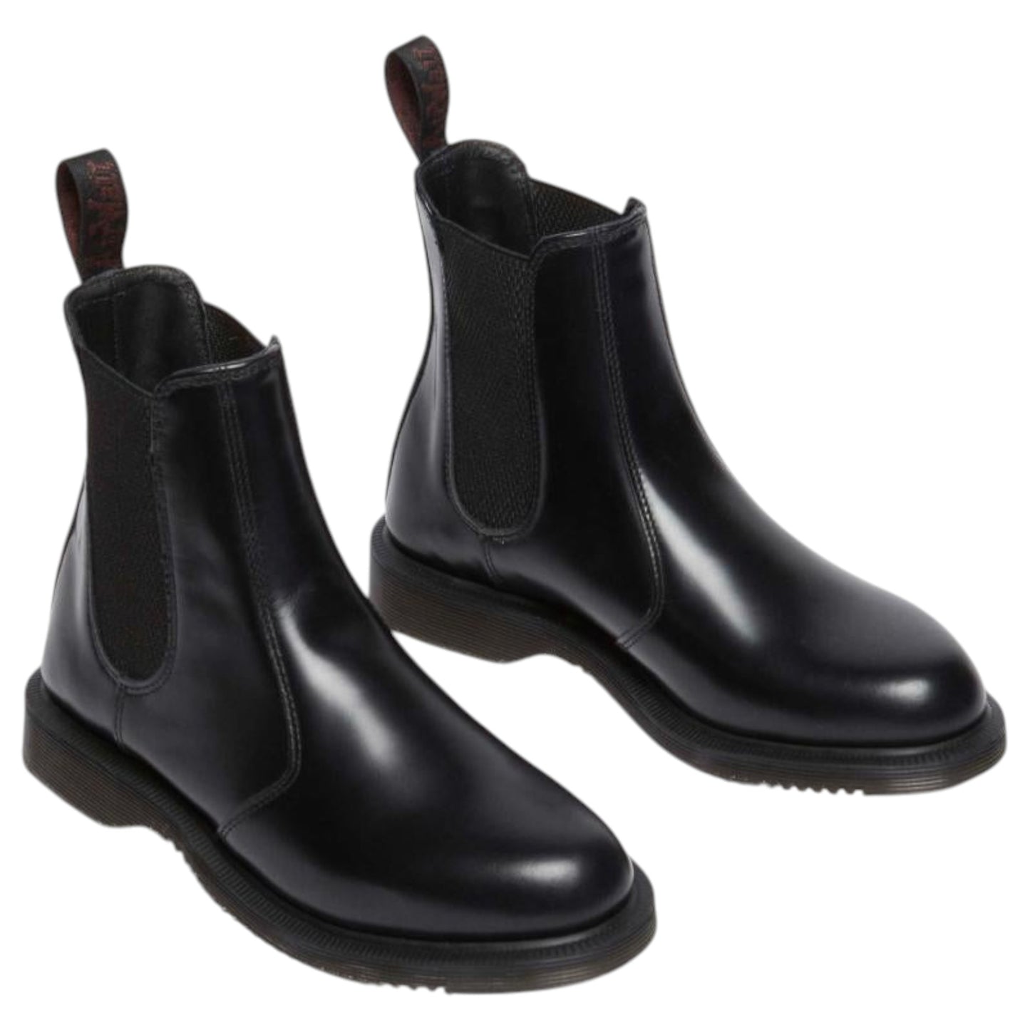 Womens Dr. Martens Flora Chelsea Boots Black Polished Smooth