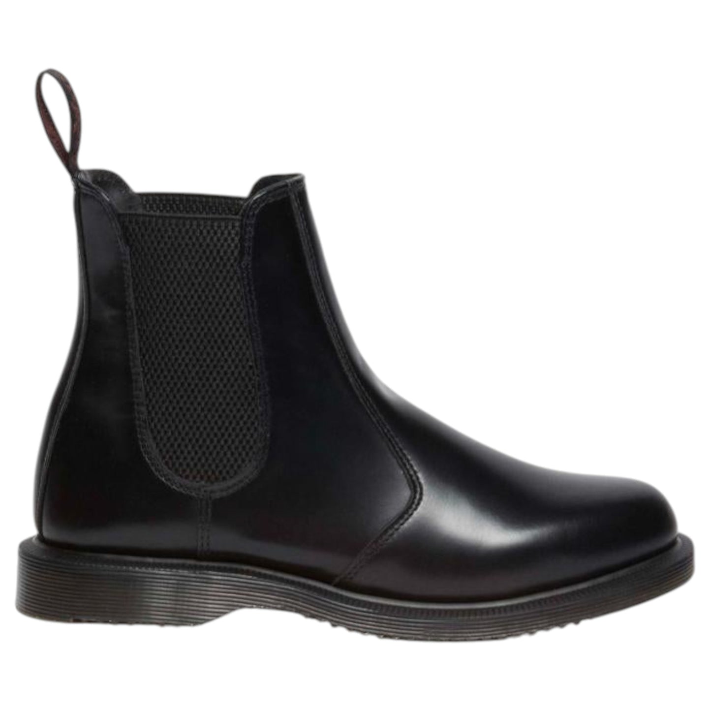 Womens Dr. Martens Flora Chelsea Boots Black Polished Smooth