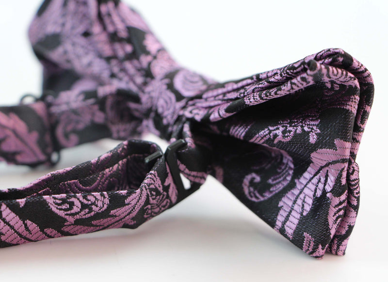 Mens Gunmetal & Purple Patterned Bow Tie