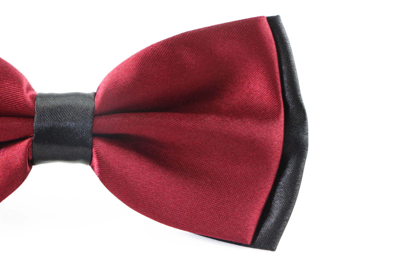 Mens Maroon Two Tone Layered Bow Tie