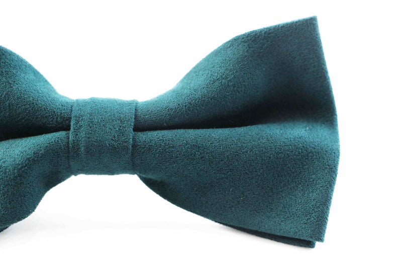 Mens Bottle Green Velvet Plain Colour Bow Tie