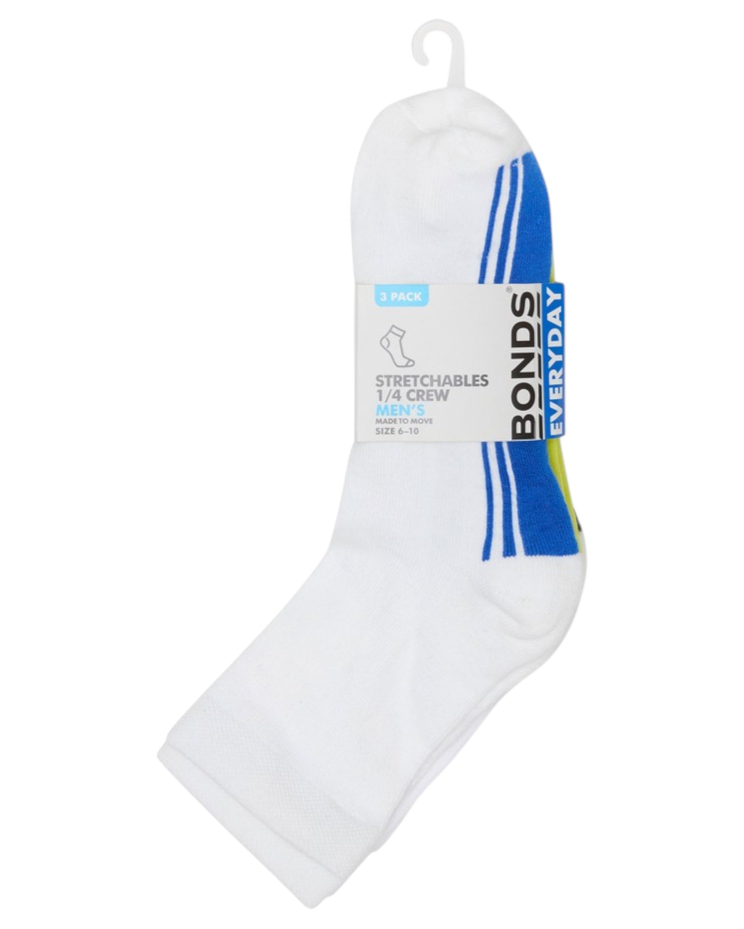 12 Pack Mens Bonds Stretchables Cushioned Quarter Crew Socks White